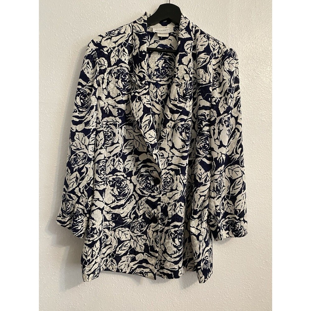 Brenner Vintage Floral Boho Women’s Flowy 2 Button Blazer 12 D8